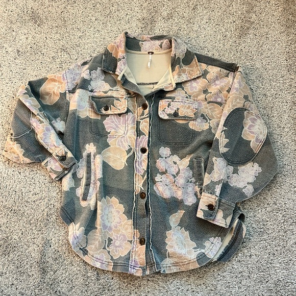 New Free People Printed Ruby Jacket in Charcoal Combo - Picture 5 of 12